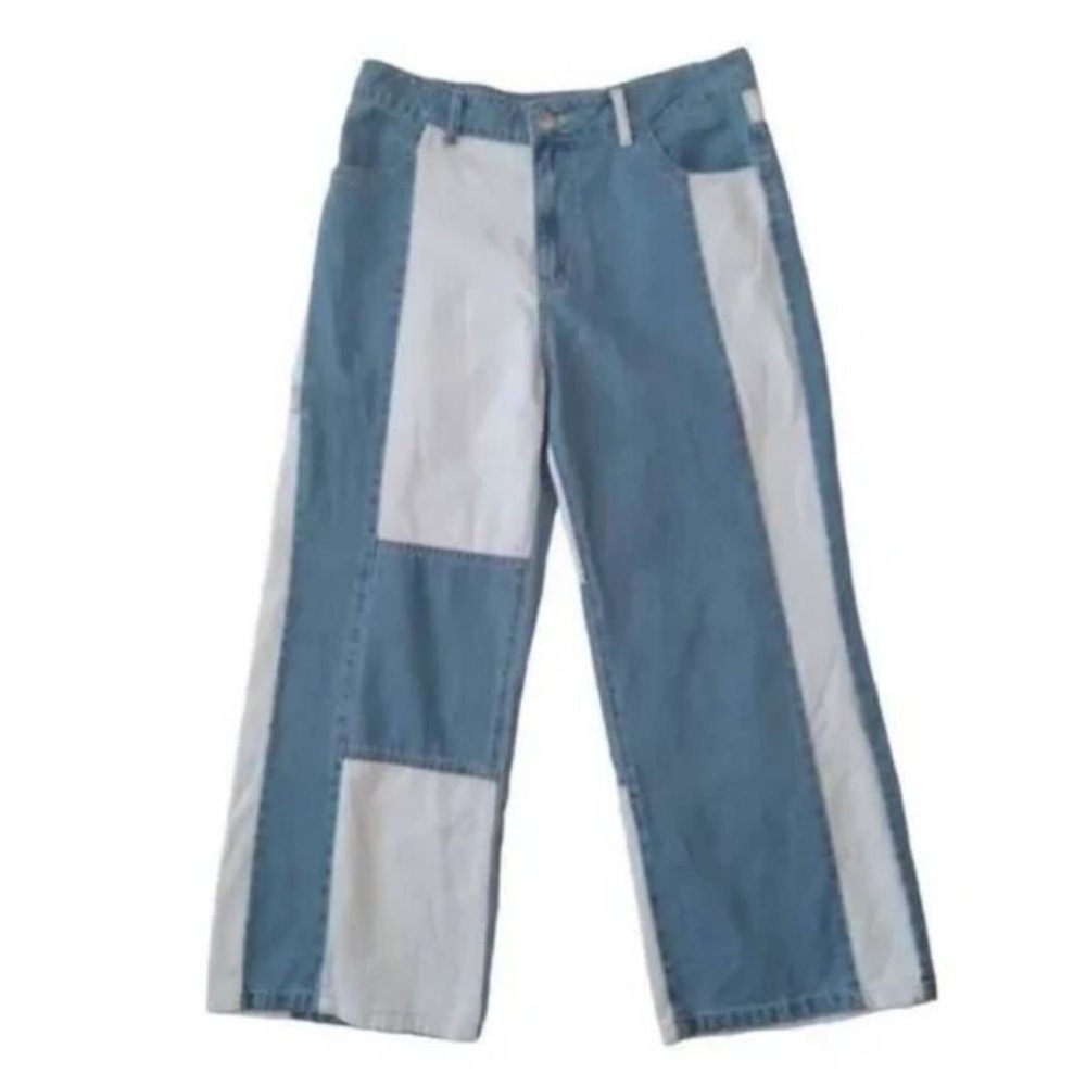 Pastiche for Urban Outfitters MEDIUM blue and white color block high waisted - Picture 5 of 5